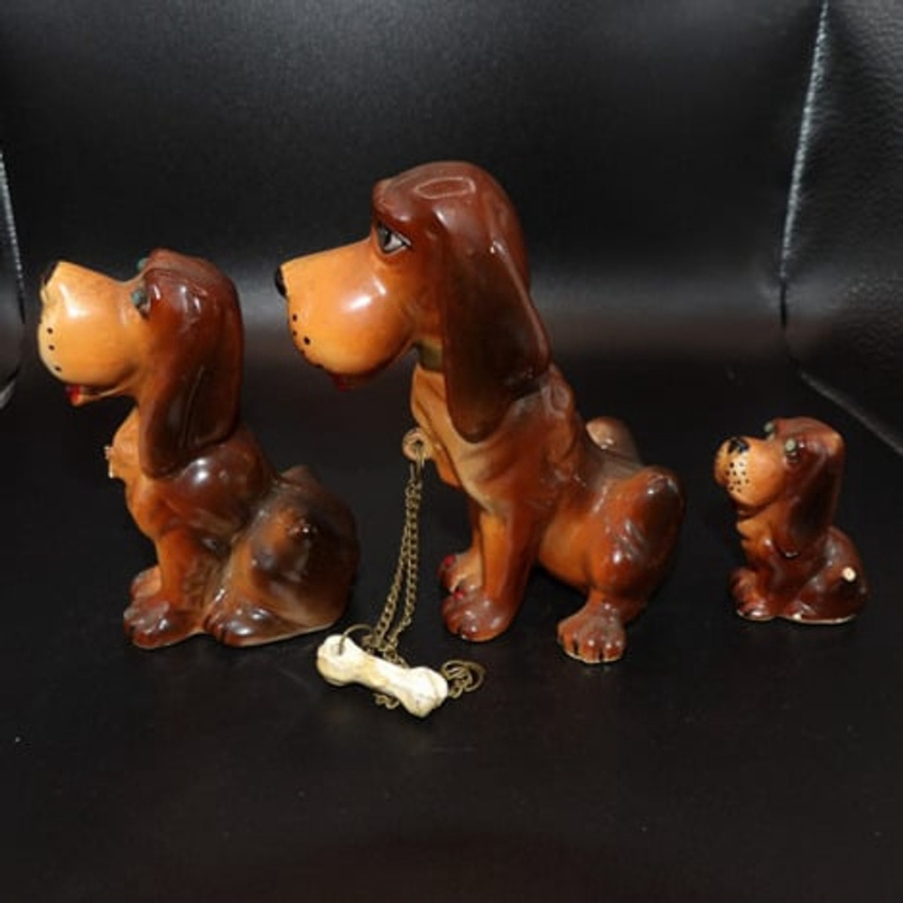 Vintage Kreiss Mom, Dad and Baby Hound Dogs with Bone - Picture 2 of 5